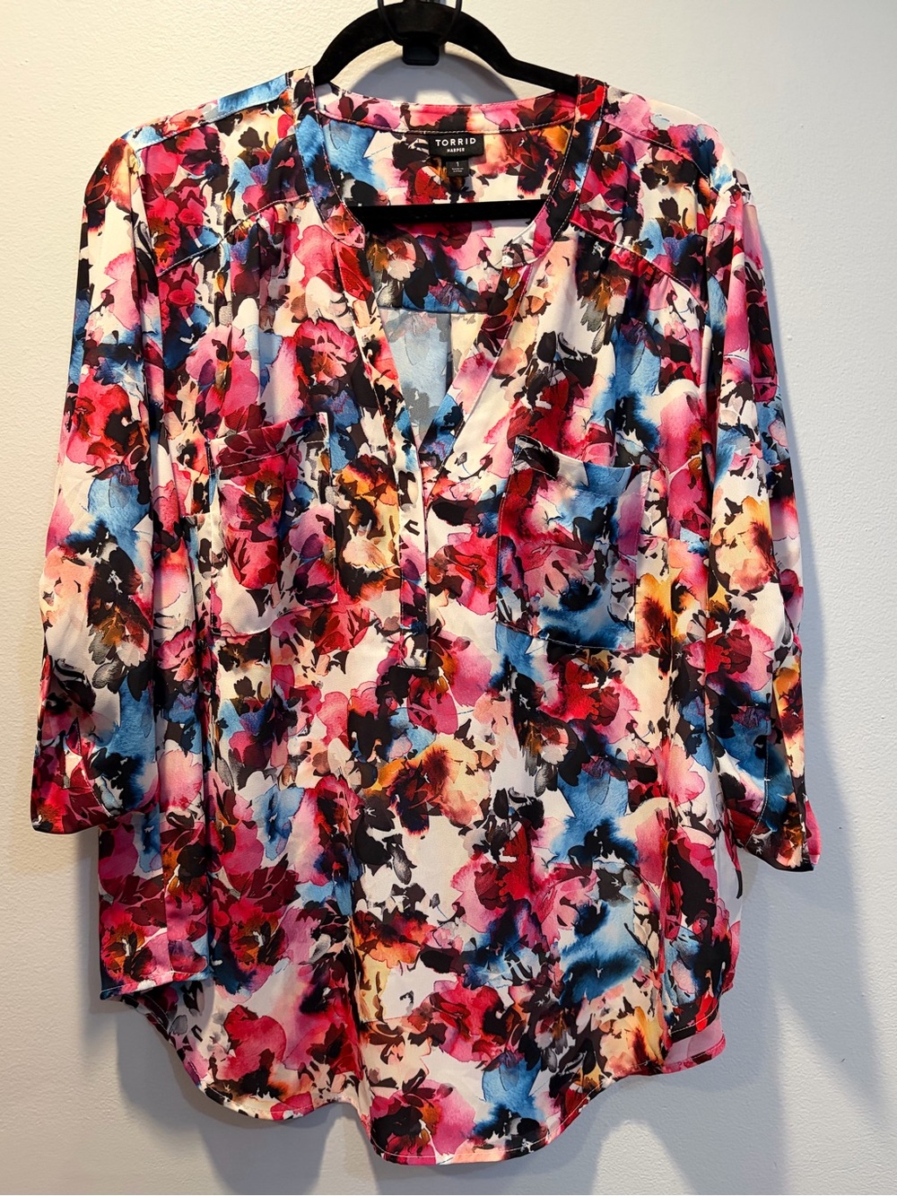 #092 Torrid 1 (1X) watercolor floral pattern Harper Georgette
